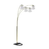 Polished Brass-Finish Floor Lamp with Crystal-Like Shades