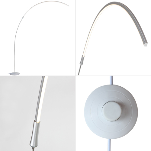 Brightech - Sparq LED Arc Floor Lamp - Curved, Contemporary Minimalist Lighting Design - Warm White Light - Silver